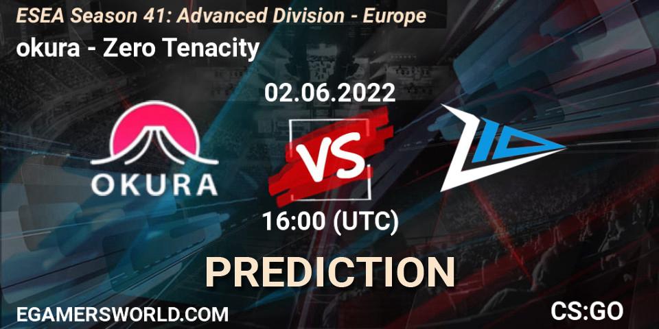 okura - Zero Tenacity: прогноз. 02.06.2022 at 16:00, Counter-Strike (CS2), ESEA Season 41: Advanced Division - Europe