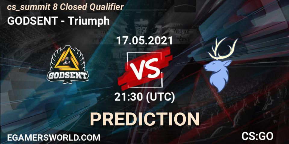 GODSENT - Triumph: прогноз. 17.05.2021 at 21:30, Counter-Strike (CS2), cs_summit 8 Closed Qualifier