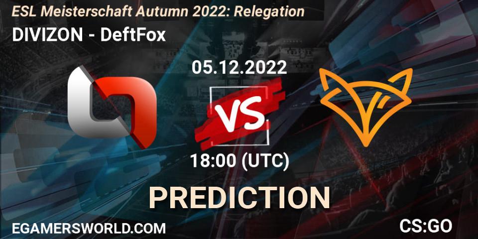 DIVIZON - DeftFox: прогноз. 05.12.2022 at 18:00, Counter-Strike (CS2), ESL Meisterschaft Autumn 2022: Relegation