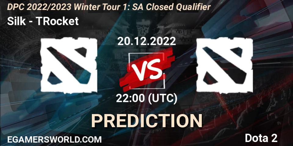 Silk - TRocket: прогноз. 20.12.2022 at 22:00, Dota 2, DPC 2022/2023 Winter Tour 1: SA Closed Qualifier