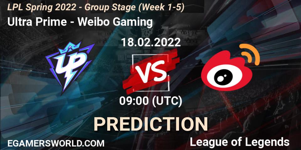 Ultra Prime - Weibo Gaming: прогноз. 18.02.2022 at 10:20, LoL, LPL Spring 2022 - Group Stage (Week 1-5)