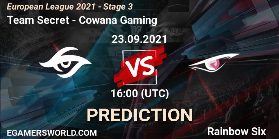 Team Secret - Cowana Gaming: прогноз. 23.09.2021 at 16:00, Rainbow Six, European League 2021 - Stage 3