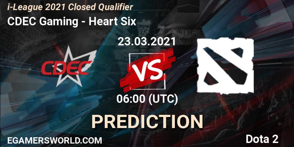 CDEC Gaming - Heart Six: прогноз. 23.03.2021 at 05:59, Dota 2, i-League 2021 Closed Qualifier