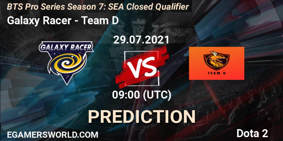 Galaxy Racer - Team D: прогноз. 29.07.2021 at 07:40, Dota 2, BTS Pro Series Season 7: SEA Closed Qualifier