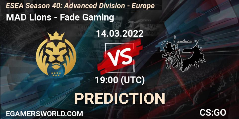 MAD Lions - Fade Gaming: прогноз. 14.03.2022 at 19:00, Counter-Strike (CS2), ESEA Season 40: Advanced Division - Europe