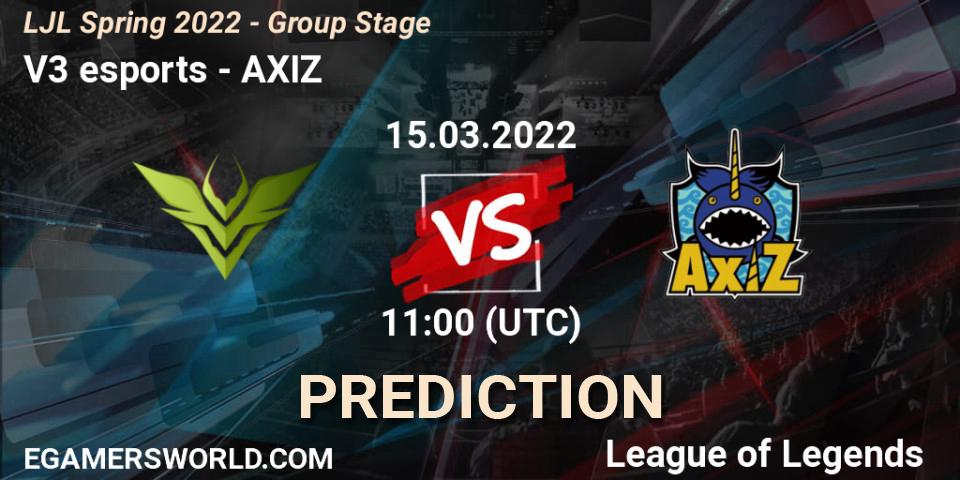 V3 esports - AXIZ: прогноз. 15.03.2022 at 11:00, LoL, LJL Spring 2022 - Group Stage