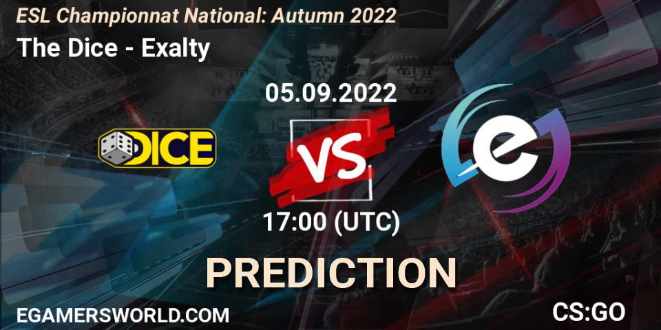 The Dice - Exalty: прогноз. 05.09.2022 at 17:00, Counter-Strike (CS2), ESL Championnat National: Autumn 2022