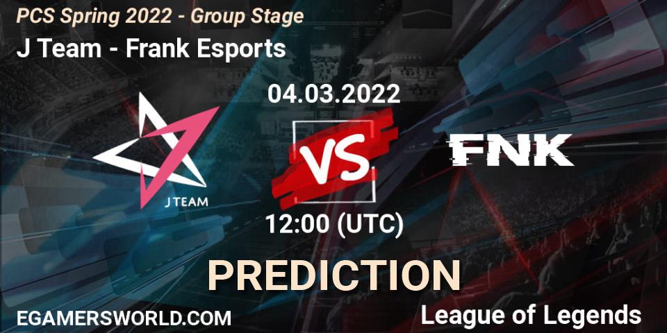 J Team - Frank Esports: прогноз. 04.03.2022 at 12:00, LoL, PCS Spring 2022 - Group Stage