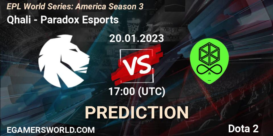 Qhali - Paradox Esports: прогноз. 20.01.2023 at 17:03, Dota 2, EPL World Series: America Season 3