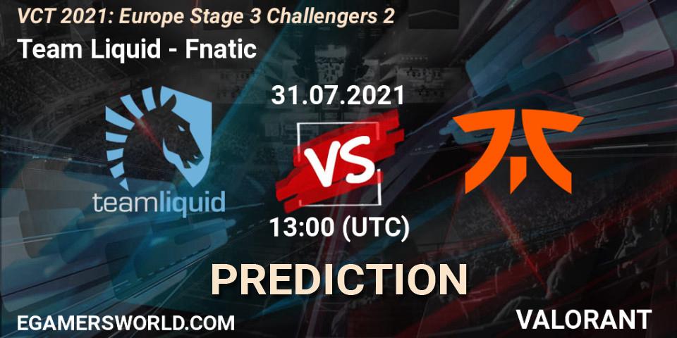 Team Liquid - Fnatic: прогноз. 31.07.2021 at 13:00, VALORANT, VCT 2021: Europe Stage 3 Challengers 2