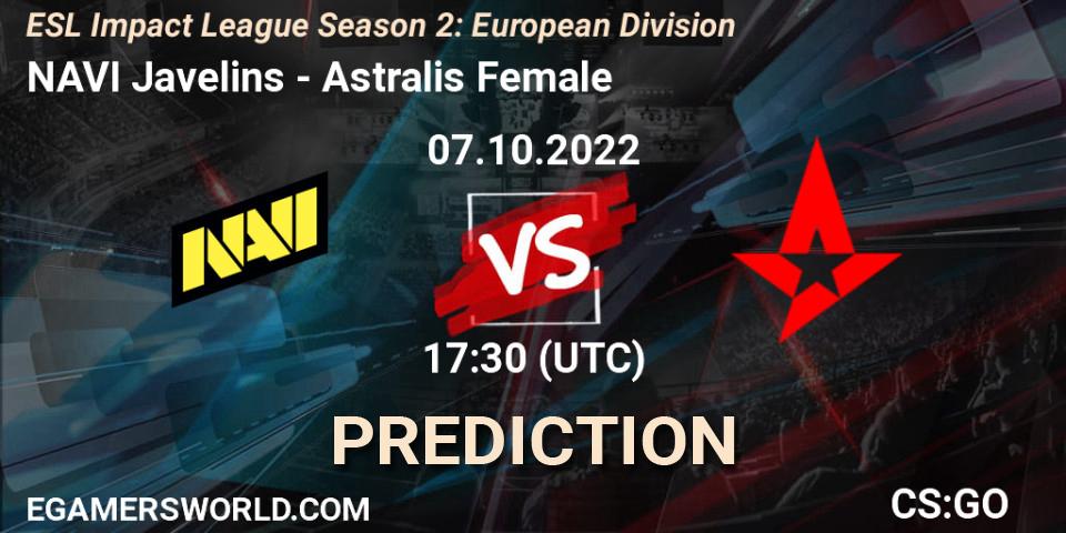 NAVI Javelins - Astralis Female: прогноз. 07.10.2022 at 17:30, Counter-Strike (CS2), ESL Impact League Season 2: European Division