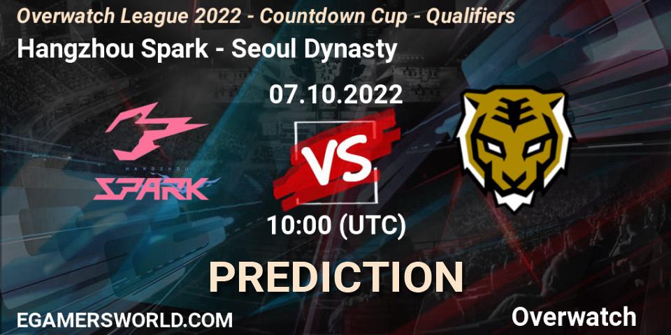 Hangzhou Spark - Seoul Dynasty: прогноз. 07.10.2022 at 10:00, Overwatch, Overwatch League 2022 - Countdown Cup - Qualifiers