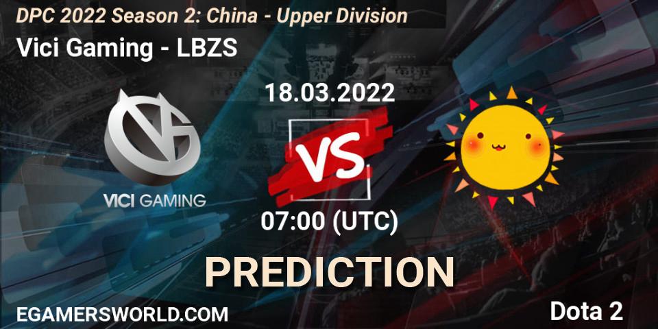 Vici Gaming - LBZS: прогноз. 18.03.2022 at 07:00, Dota 2, DPC 2021/2022 Tour 2 (Season 2): China Division I (Upper)