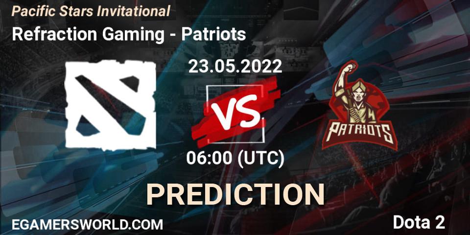 Refraction Gaming - Patriots: прогноз. 23.05.2022 at 06:04, Dota 2, Pacific Stars Invitational
