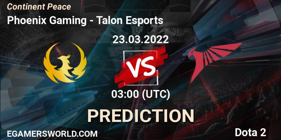 Phoenix Gaming - Talon Esports: прогноз. 23.03.2022 at 03:21, Dota 2, Continent Peace