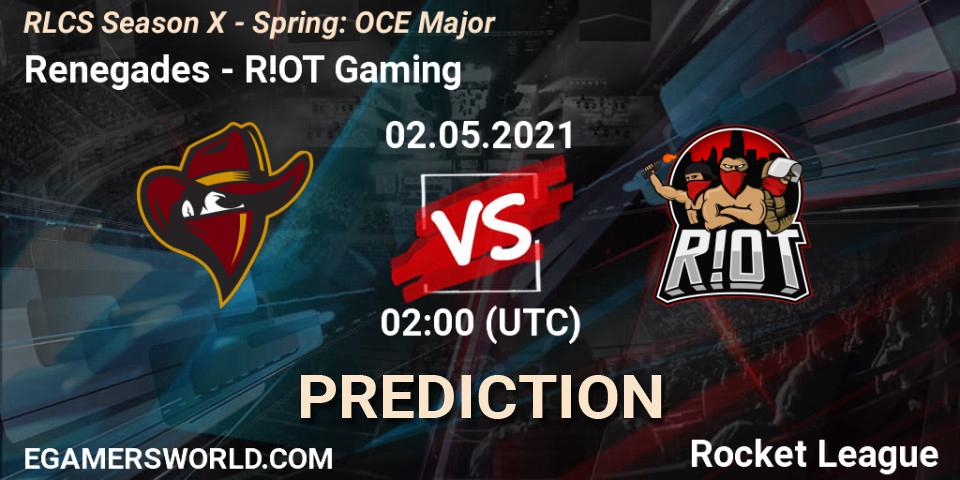 Renegades - R!OT Gaming: прогноз. 02.05.2021 at 01:45, Rocket League, RLCS Season X - Spring: OCE Major