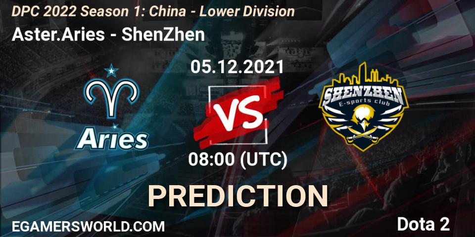Aster.Aries - ShenZhen: прогноз. 05.12.2021 at 07:56, Dota 2, DPC 2022 Season 1: China - Lower Division
