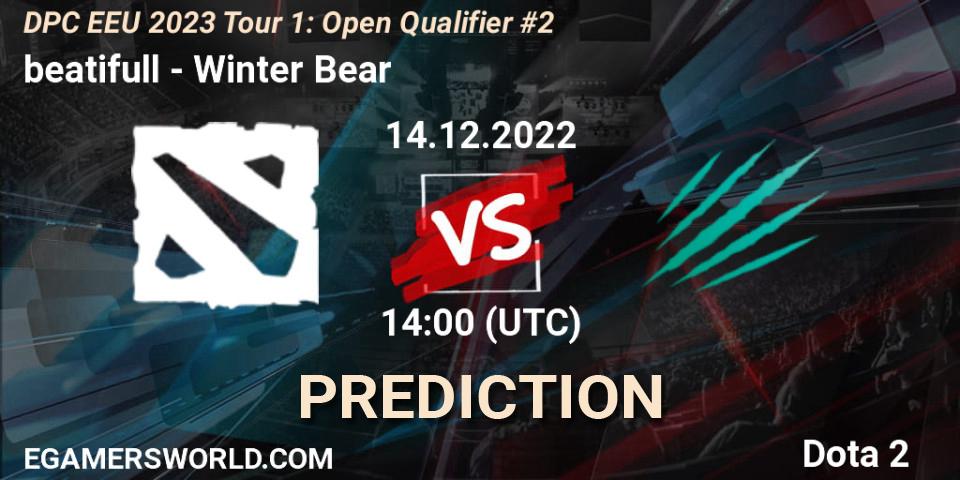 beatifull - Winter Bear: прогноз. 14.12.2022 at 13:47, Dota 2, DPC EEU 2023 Tour 1: Open Qualifier #2