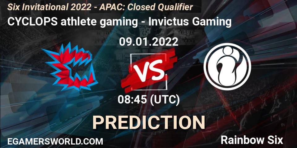 CYCLOPS athlete gaming - Invictus Gaming: прогноз. 09.01.2022 at 09:00, Rainbow Six, Six Invitational 2022 - APAC: Closed Qualifier
