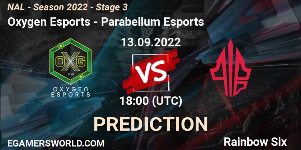 Oxygen Esports - Parabellum Esports: прогноз. 13.09.2022 at 18:00, Rainbow Six, NAL - Season 2022 - Stage 3