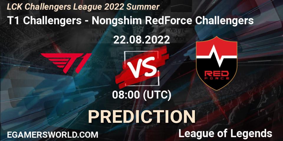 T1 Challengers - Nongshim RedForce Challengers: прогноз. 22.08.2022 at 08:00, LoL, LCK Challengers League 2022 Summer