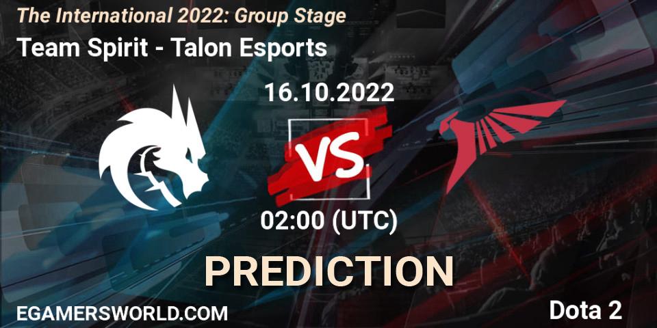 Team Spirit - Talon Esports: прогноз. 16.10.2022 at 02:02, Dota 2, The International 2022: Group Stage