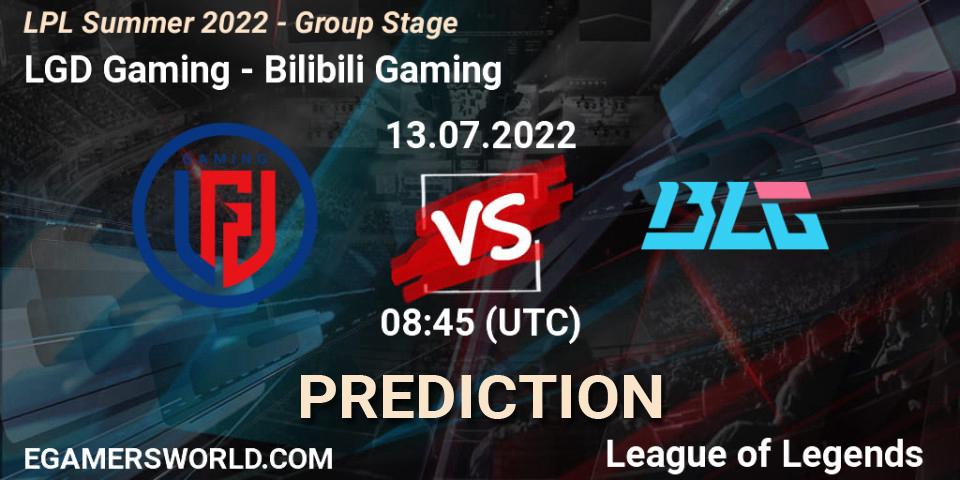 LGD Gaming - Bilibili Gaming: прогноз. 13.07.2022 at 09:00, LoL, LPL Summer 2022 - Group Stage