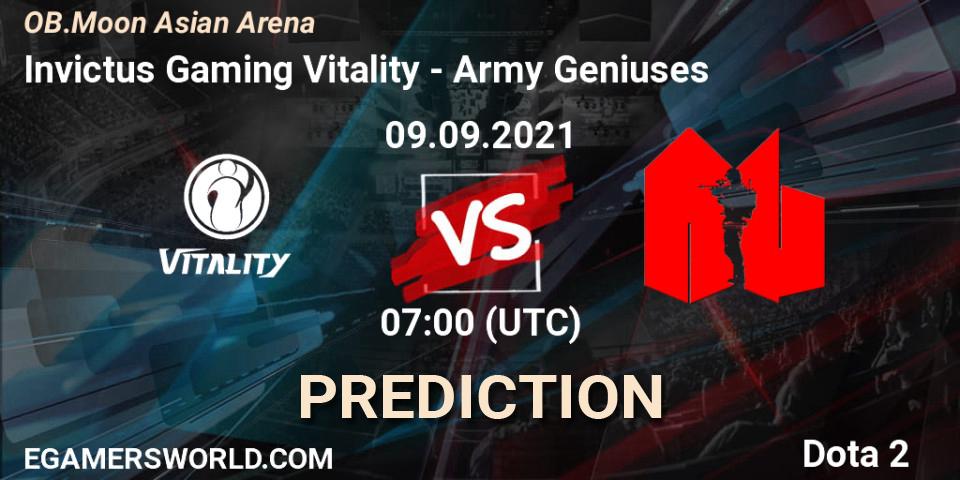 Invictus Gaming Vitality - Army Geniuses: прогноз. 09.09.2021 at 07:12, Dota 2, OB.Moon Asian Arena