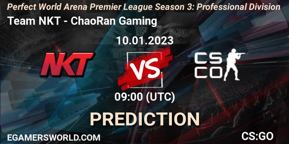 Team NKT - ChaoRan Gaming: прогноз. 13.01.2023 at 09:00, Counter-Strike (CS2), Perfect World Arena Premier League Season 3: Professional Division