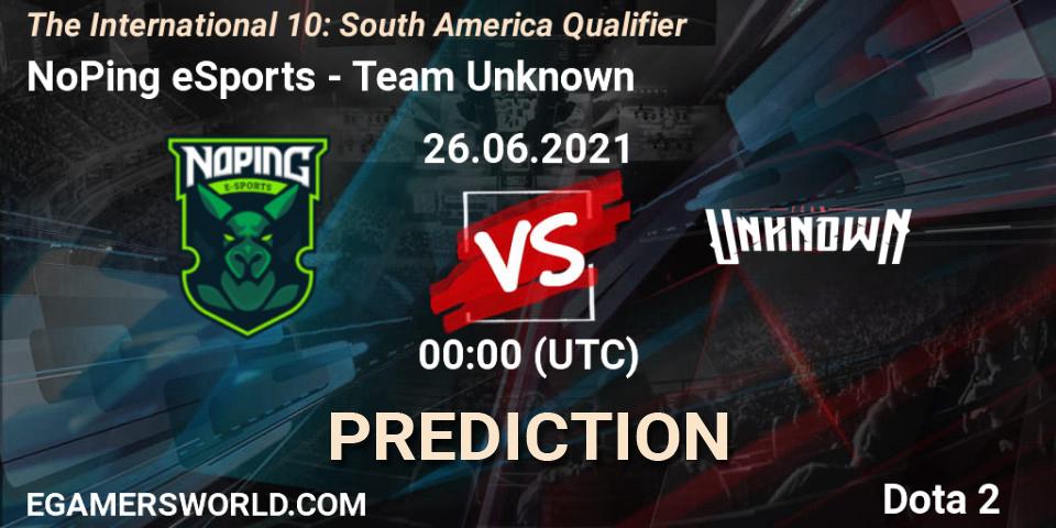 NoPing eSports - Team Unknown: прогноз. 25.06.2021 at 21:38, Dota 2, The International 10: South America Qualifier
