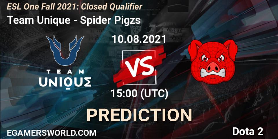 Team Unique - Spider Pigzs: прогноз. 10.08.2021 at 15:00, Dota 2, ESL One Fall 2021: Closed Qualifier