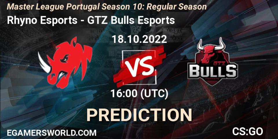 Rhyno Esports - GTZ Bulls Esports: прогноз. 18.10.2022 at 16:00, Counter-Strike (CS2), Master League Portugal Season 10: Regular Season
