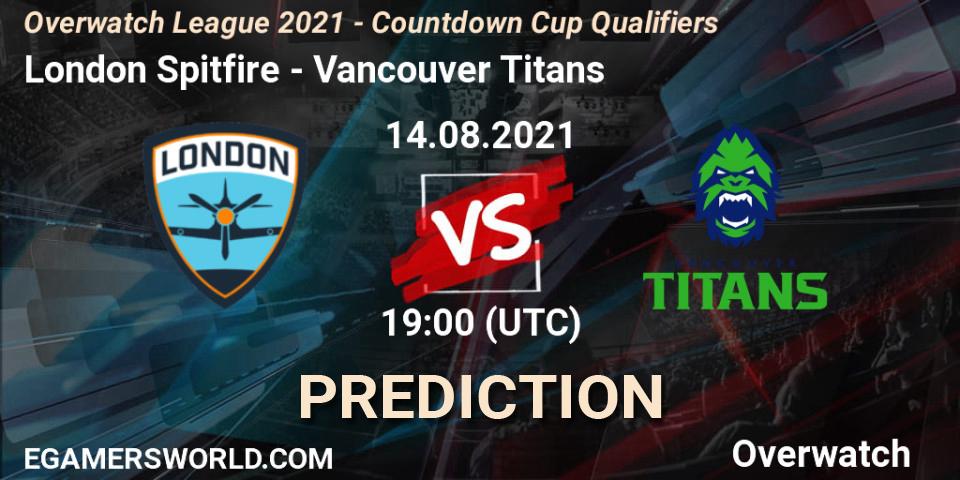 London Spitfire - Vancouver Titans: прогноз. 14.08.21, Overwatch, Overwatch League 2021 - Countdown Cup Qualifiers