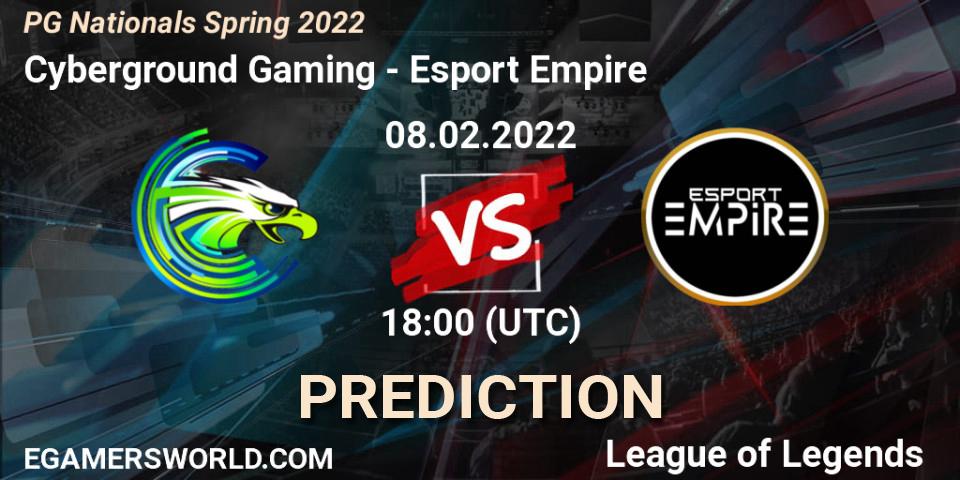 Cyberground Gaming - Esport Empire: прогноз. 08.02.2022 at 18:00, LoL, PG Nationals Spring 2022