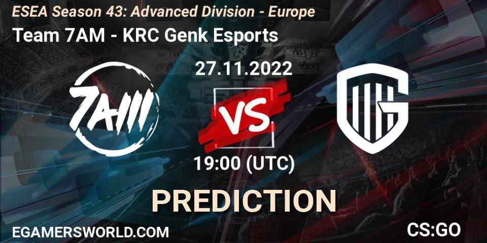 Team 7AM - KRC Genk Esports: прогноз. 27.11.22, CS2 (CS:GO), ESEA Season 43: Advanced Division - Europe