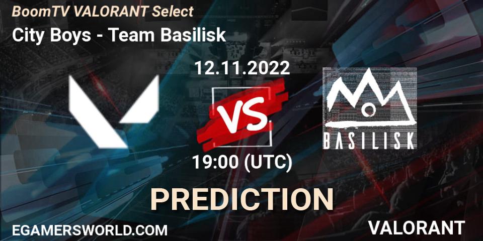 City Boys - Team Basilisk: прогноз. 12.11.2022 at 19:00, VALORANT, BoomTV VALORANT Select