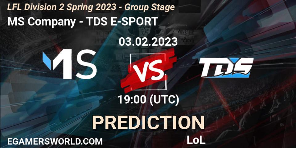 MS Company - TDS E-SPORT: прогноз. 03.02.2023 at 19:00, LoL, LFL Division 2 Spring 2023 - Group Stage