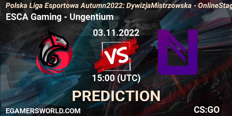 ESCA Gaming - Ungentium: прогноз. 03.11.2022 at 15:00, Counter-Strike (CS2), Polska Liga Esportowa Autumn 2022: Dywizja Mistrzowska - Online Stage