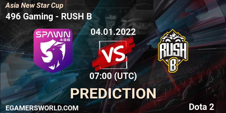 496 Gaming - RUSH B: прогноз. 04.01.2022 at 07:19, Dota 2, Asia New Star Cup