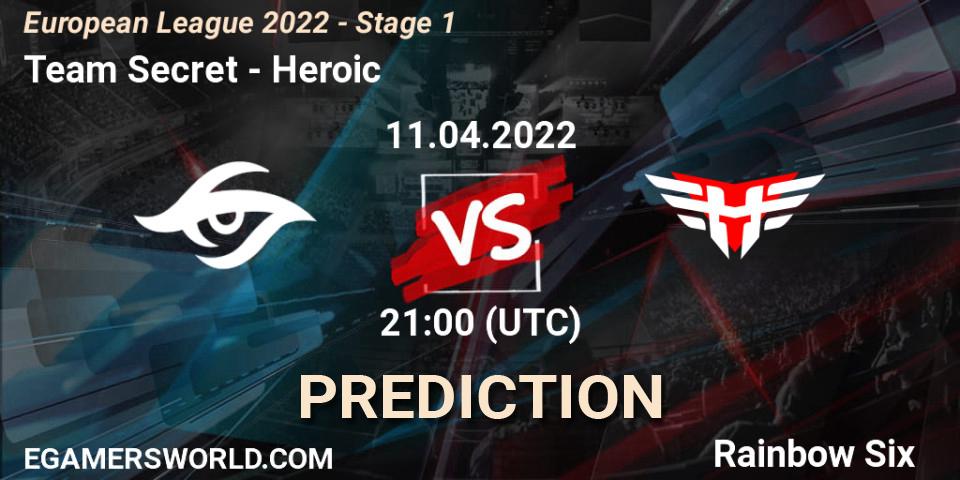 Team Secret - Heroic: прогноз. 11.04.2022 at 21:00, Rainbow Six, European League 2022 - Stage 1