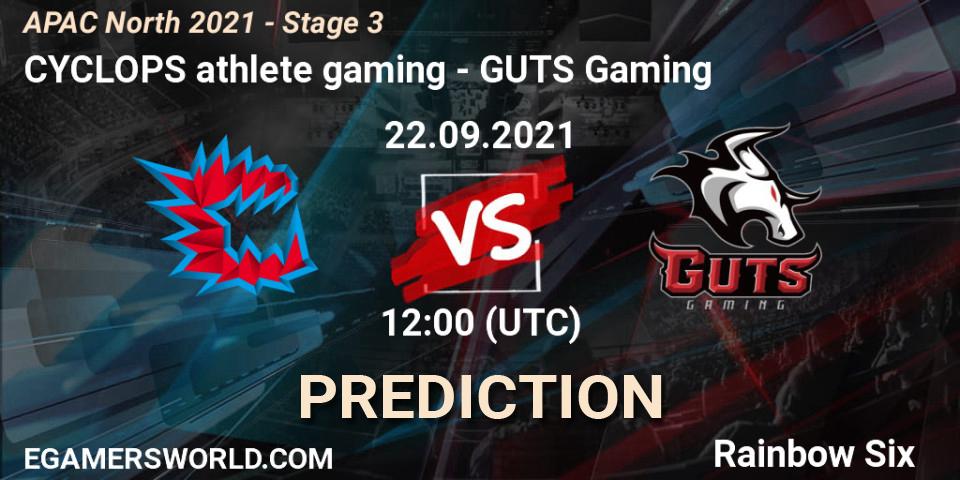 CYCLOPS athlete gaming - GUTS Gaming: прогноз. 22.09.2021 at 12:00, Rainbow Six, APAC North 2021 - Stage 3