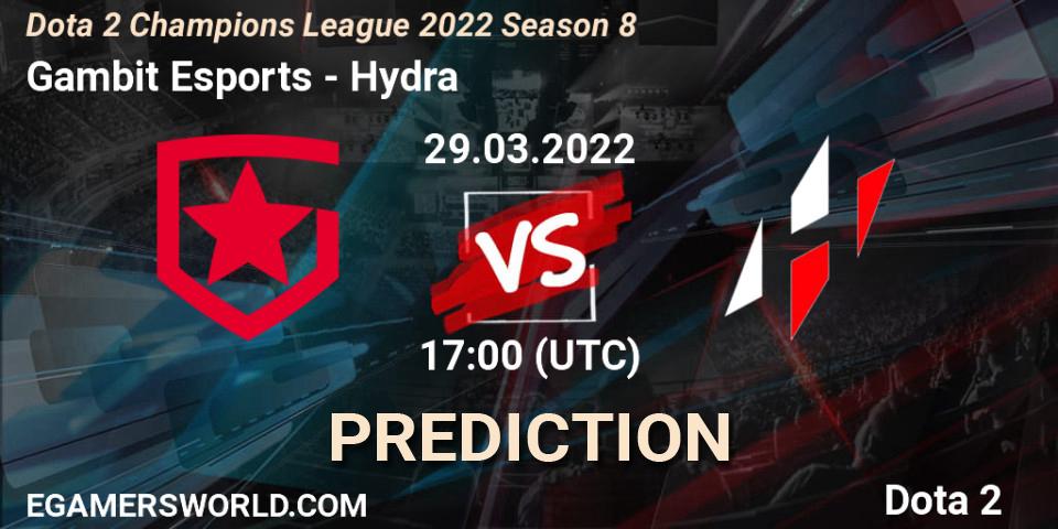 Gambit Esports - Hydra: прогноз. 29.03.2022 at 17:31, Dota 2, Dota 2 Champions League 2022 Season 8