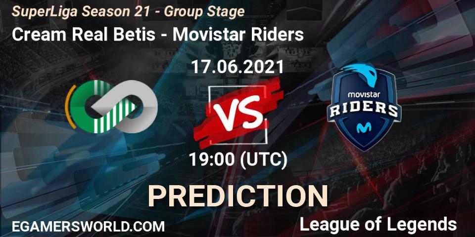 Cream Real Betis - Movistar Riders: прогноз. 17.06.2021 at 19:00, LoL, SuperLiga Season 21 - Group Stage 
