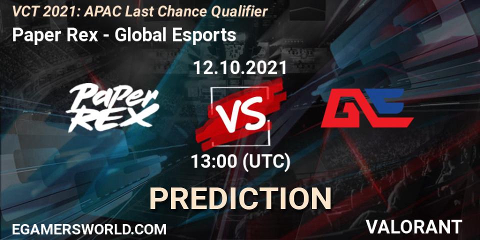 Paper Rex - Global Esports: прогноз. 12.10.2021 at 14:00, VALORANT, VCT 2021: APAC Last Chance Qualifier