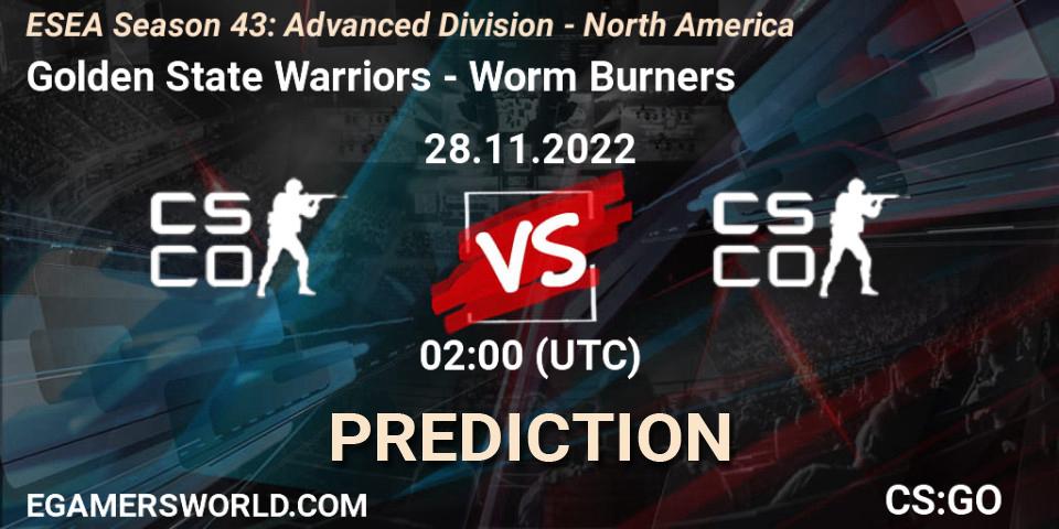 Golden State Warriors - Worm Burners: прогноз. 28.11.22, CS2 (CS:GO), ESEA Season 43: Advanced Division - North America