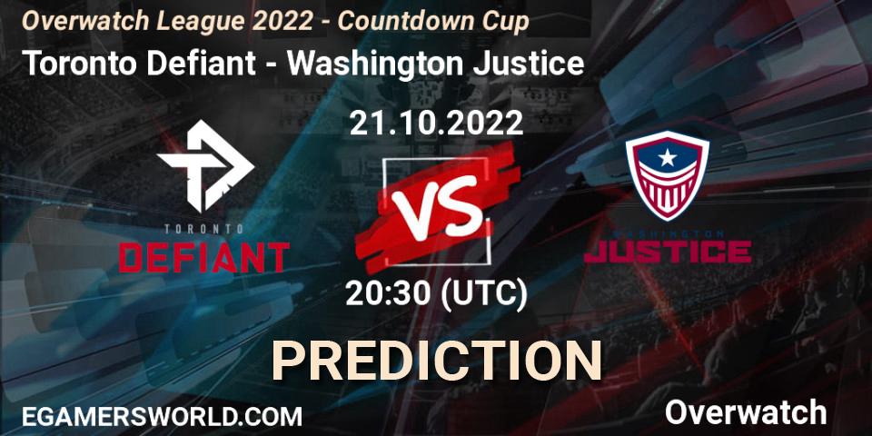 Toronto Defiant - Washington Justice: прогноз. 21.10.22, Overwatch, Overwatch League 2022 - Countdown Cup
