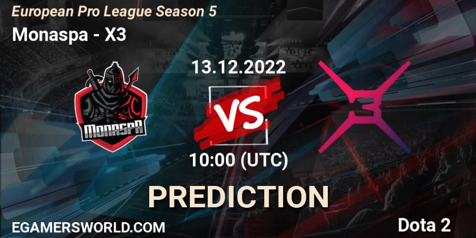Monaspa - X3: прогноз. 13.12.22, Dota 2, European Pro League Season 5