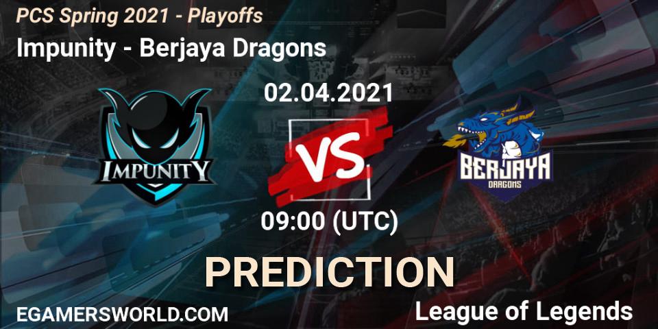 Impunity - Berjaya Dragons: прогноз. 02.04.2021 at 09:00, LoL, PCS Spring 2021 - Playoffs