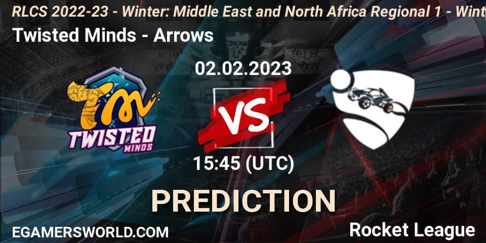 Twisted Minds - Arrows: прогноз. 02.02.2023 at 15:45, Rocket League, RLCS 2022-23 - Winter: Middle East and North Africa Regional 1 - Winter Open