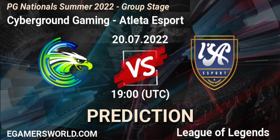 Cyberground Gaming - Atleta Esport: прогноз. 20.07.2022 at 19:00, LoL, PG Nationals Summer 2022 - Group Stage
